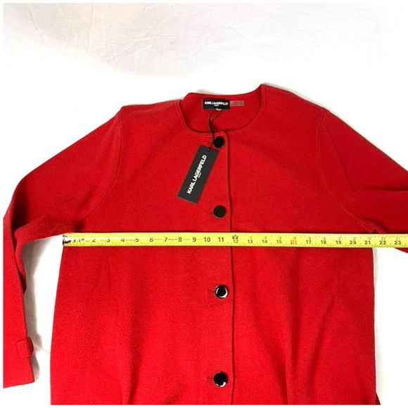 Karl Lagerfeld Paris NWT Red Cardigan Sweater Tunic Size LGG - Picture 7 of 10